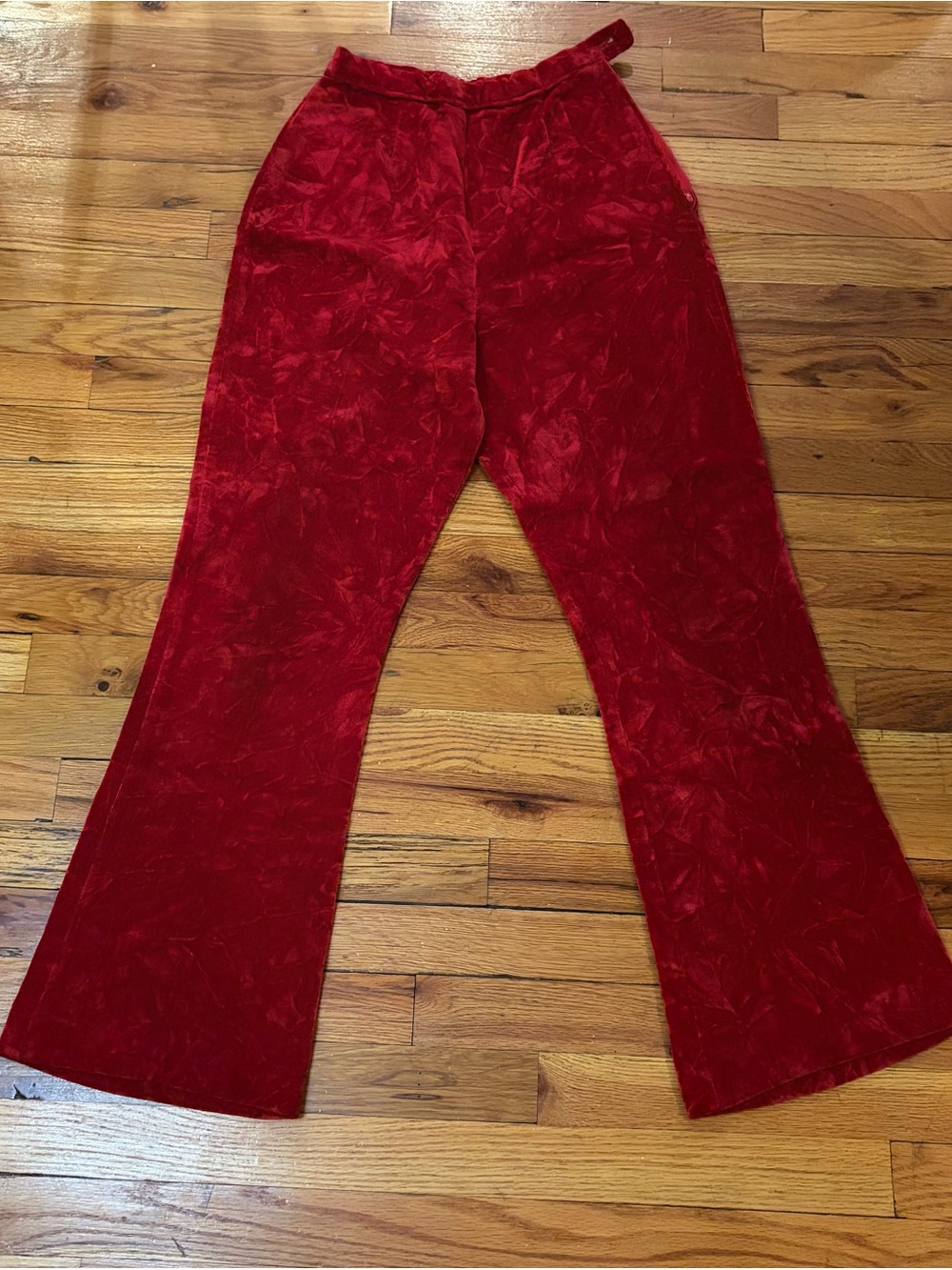 Vintage Red Velvet Boot Cut Pants